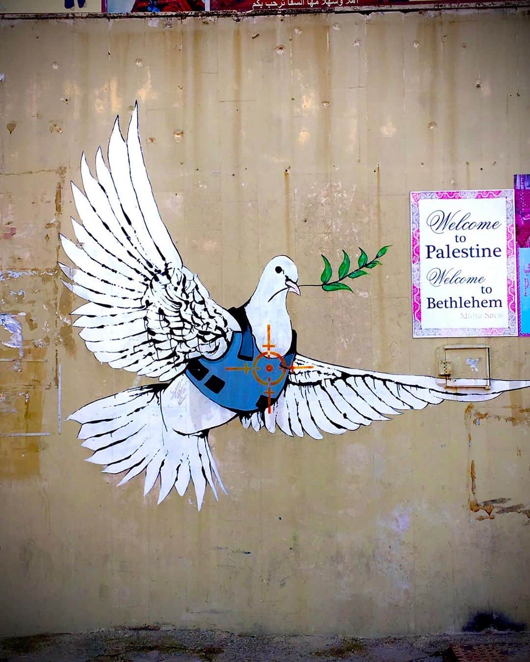 ダニエル・デイ・キムのインスタグラム：「I took this photo during a visit to Israel and the West Bank a few years ago. Sadly its message resonates even more deeply today. No matter what God we choose to worship, it’s hard to believe they would accept atrocities against humanity being committed in their name.」