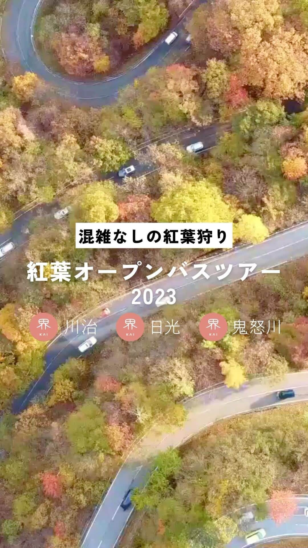 星野リゾートのインスタグラム：「【混雑なしのもみじ狩り「紅葉オープンバスツアー2023」🍁】 📍界 川治、界 日光、界 鬼怒川  秋を満喫できる紅葉スポットをオープンエアのバスで走行し、雄大な山々の紅葉や、頭上間近に迫る紅葉を愛でることができるツアーです🚌 界 日光を発着する「いろは坂ルート」と、界 鬼怒川、界 川治を発着する「五十里（いかり）・川治ダムルート」の2ルートを、混雑を避けて早朝や午前中に運行します！  #HoshinoResorts #星野リゾート #Kai #界 #KaiKawaji #界川治 #KaiKinugawa #界鬼怒川 #KaiNikko #界日光 #栃木 #日光 #日光旅行 #日光ホテル #栃木温泉 #温泉旅館 #紅葉」