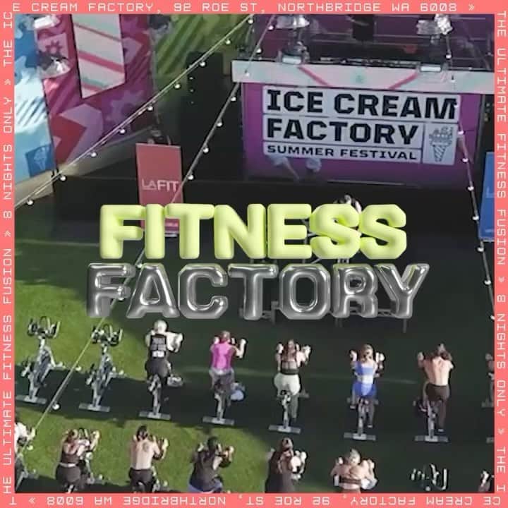 のインスタグラム：「👟Fitness Factory is back at Ice Cream Factory this December.  Expect big tunes, awesome energy and movement for the soul.  Whether you’re looking to Ride It, Sweat It or Stretch It… choose from three types of epic classes to get your pump on 💦  🚴‍♀️Wednesday 6th December // RIDE WITH LA FIT  🤸‍♀️Wednesday 13th December // AMANDA BISK SWEAT EVOLUTION  🧘‍♀️Wednesday 20th December // YOGA WITH LA FIT  Tix are extremely limited and on sale NOW 👉 mtix.me/fitness」