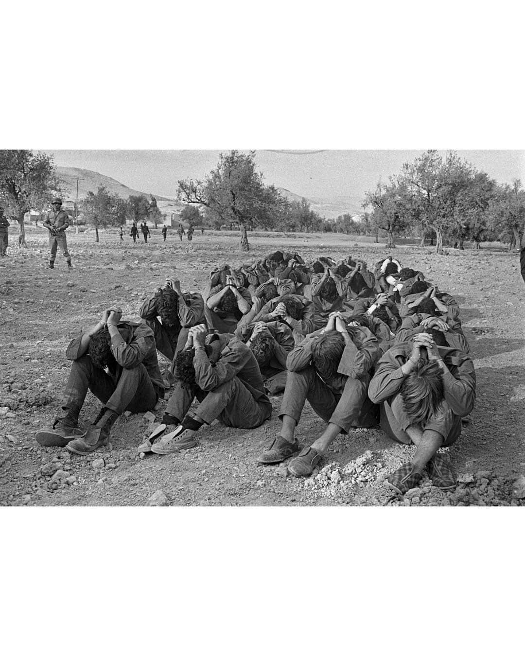 Magnum Photosさんのインスタグラム写真 - (Magnum PhotosInstagram)「Hamas launched a large-scale attack against Israel from the Gaza Strip on Saturday, October 7, a day after the 50th anniversary of the start of the Yom Kippur War, also known as the 1973 Arab-Israeli War.⁠ ⁠ On October 6, 1973, Egypt and Syria launched a surprise attack on Israeli positions in the Sinai Peninsula and Golan Heights. Magnum photographers @michabaram.archive, @leonardfreed, @abbas.photos and Bruno Barbey closely documented the ensuing 19-day armed conflict between Israel and a coalition of Arab states led by Egypt and Syria.⁠ ⁠ Hamas began this weekend’s attack with a barrage of rockets while militants crossed the border into Israel, killing and taking civilians and soldiers hostage. Israel has since formally declared war, responding with heavy airstrikes and cutting off electricity in Gaza. Both sides have suffered hundreds of casualties.⁠ ⁠ PHOTOS (left to right): ⁠ ⁠ (1) Israel Army in Sinai Desert. Israel. 1973.© @leonardfreed / Magnum Photos⁠ ⁠ (2) Egyptian troops crossing the Suez canal during the war with Israel.  Fardan. Egypt. 1973. © @abbas.photos / Magnum Photos⁠ ⁠ (3) The body of a dead Palestinian from the Saika Corps of the Syrian Army Brigade. Israel/Syria. October 13, 1973. © @abbas.photos / Magnum Photos⁠ ⁠ (4) Israeli forces advancing with rocket fire toward the Suez Canal. 1973. © @michabaram.archive / Magnum Photos⁠ ⁠ (5) 34 Israeli soldiers taken prisoner by Syrians are carried away on trucks. Their hands are bound and they are blindfolded to be presented to the international press. October 15, 1973. © Bruno Barbey / Magnum Photos⁠ ⁠ (6) Israeli units making their way to Damascus (Syria) stop with their tanks and guns for traditional prayers. October 16, 1973. © @leonardfreed / Magnum Photos⁠ ⁠ (7) Israeli forces on their way to the "Budapest" stronghold, a code name for the northernmost stronghold on the Bar Lev line. North Sinai. October 1973. © @michabaram.archive / Magnum Photos⁠ ⁠ (8) Israeli Defense Minister Moshe Dayan. Israel/Syria. October 11, 1973. © @abbas.photos / Magnum Photos⁠ ⁠ (9) Silhouettes of Israeli soldiers during fighting in the desert. Sinai October 1973. © @michabaram.archive / Magnum Photos」10月9日 21時00分 - magnumphotos