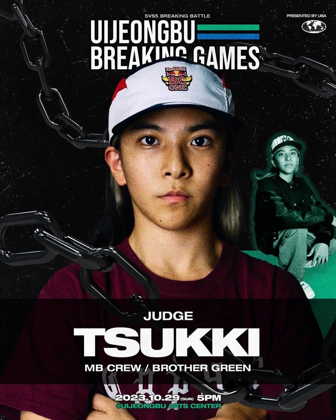 飯沼月光のインスタグラム：「📌 2023 UBG  [5vs5 Breaking Championship]  JUDGE : TSUKKI @bboy_tsukki   📌  2023 의정부브레이킹게임  일시: 2023. 10. 29(Sun) 5PM 장소: 의정부예술의전당 대극장   📌 참가접수 및 관람 공지  - 참가접수 : 10/10(화) ~ 10/26(목) 23:59 까지  (참가접수는 10/10(화) 18:00 오픈)  - 관람공지 : 무료 입장  (사전 예매한 선착순 300분께 @starterblack.kr X UBG 콜라보 티셔츠 무료 증정)   ▪️ 기타 대회 개요는 순차적으로 업로드 됩니다.」