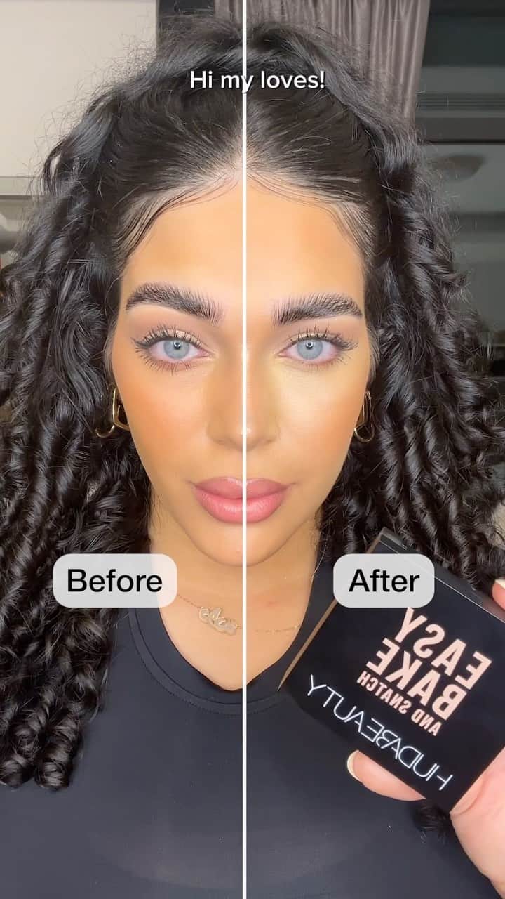 Huda Kattanのインスタグラム：「Easy Bake And Snatch, here to steal the spotlight… LITERALLY!🔥 Watch as @wordswithdana instantly brightens and sculpts what her mama gave her 😍  Shade used: Banana Bread 🍌」