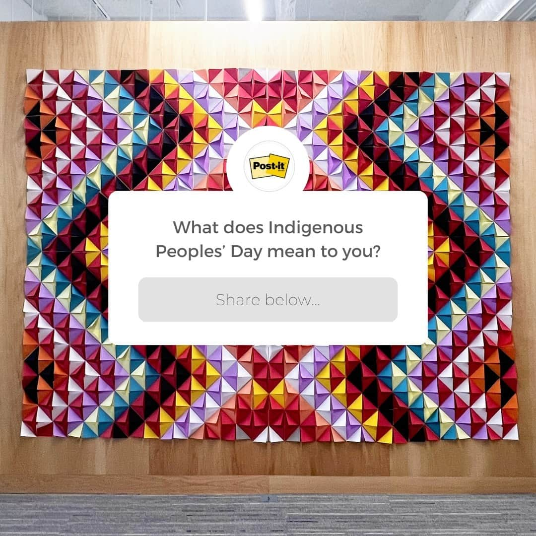 ポスト・イットさんのインスタグラム写真 - (ポスト・イットInstagram)「For us, it means recognizing our Indigenous communities today, and every day 💛   We recreated a Navajo rug design known as an Eyedazzler. Did you know that this type of design was derived from Hispanic Saltillo serapes which featured brightly colored patterns of serrated diamond shapes? Navajo textiles are more than an expression of art; they are an expression of spirituality, community and cultural continuity! #indigenouspeoplesday #navajo #postitsuperstickynotes #postitnotes #postitmural」10月9日 23時17分 - postit