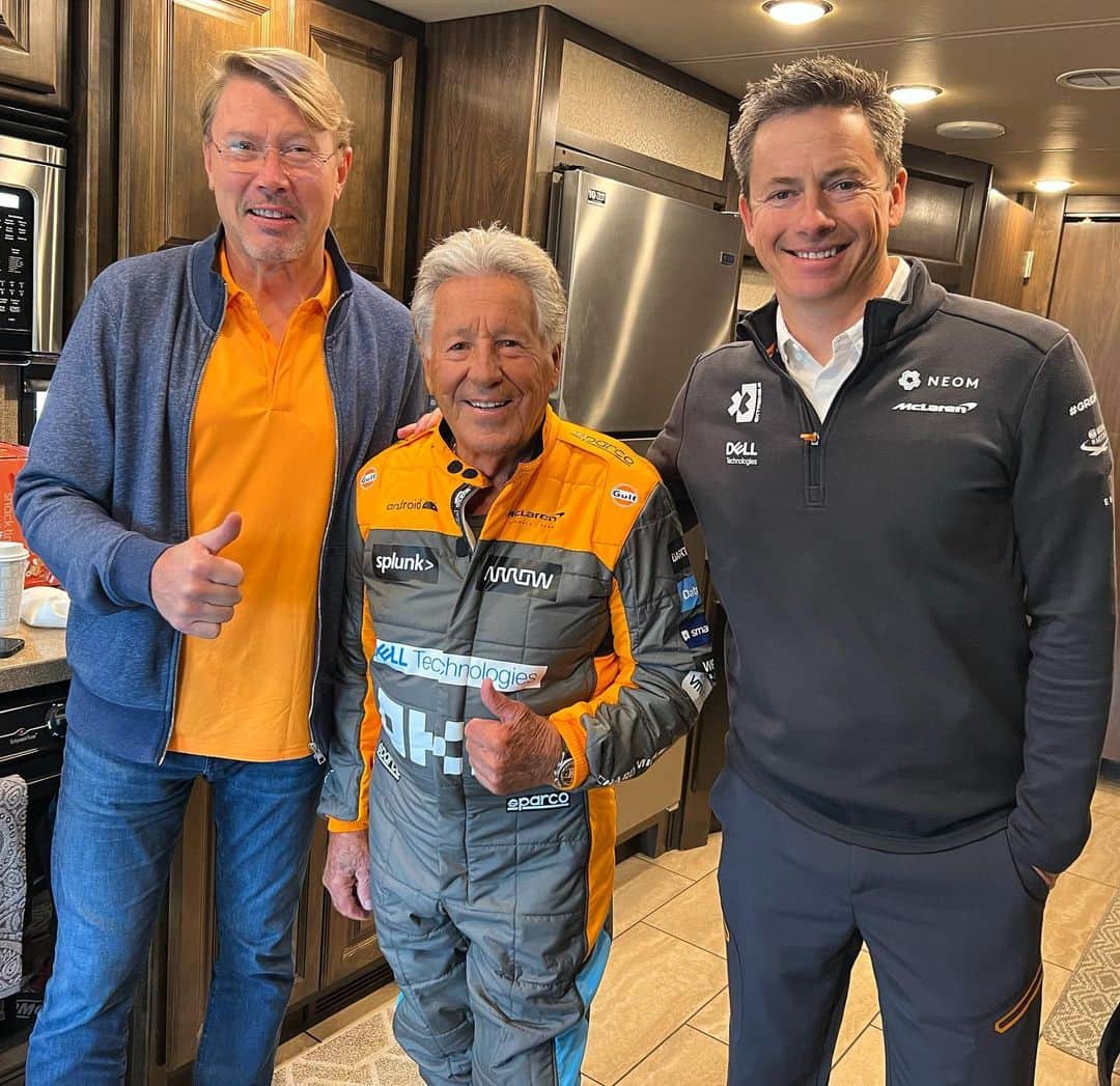 タナー・フォウストのインスタグラム：「Excited to get back to @velocityinvitational with @mclaren to run with some legends… and some future legends!  Happy 60th bday McLaren!  @andrettimario @f1mikahakkinen @zbrownceo」