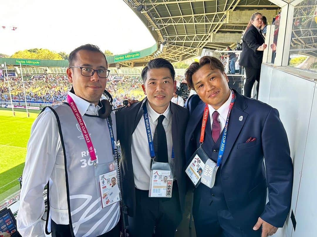 大西将太郎さんのインスタグラム写真 - (大西将太郎Instagram)「ラグビーワールドカップ2023 🇯🇵vs🇦🇷解説8試合目　マッチナンバー38 世紀の大一番アルゼンチン戦を現地にて解説。この試合が持つ意味を伝えるべく中継スタッフも全身全霊をかけて一緒に戦ってました。その環境を整えて下さいましたスタッフの皆様に感謝いたします。結果の話をすると長くなるので一言だけ。『日本代表の選手、コーチングスタッフ、関係者の皆様。本当にありがとうございました。』」10月10日 1時18分 - shotaro12