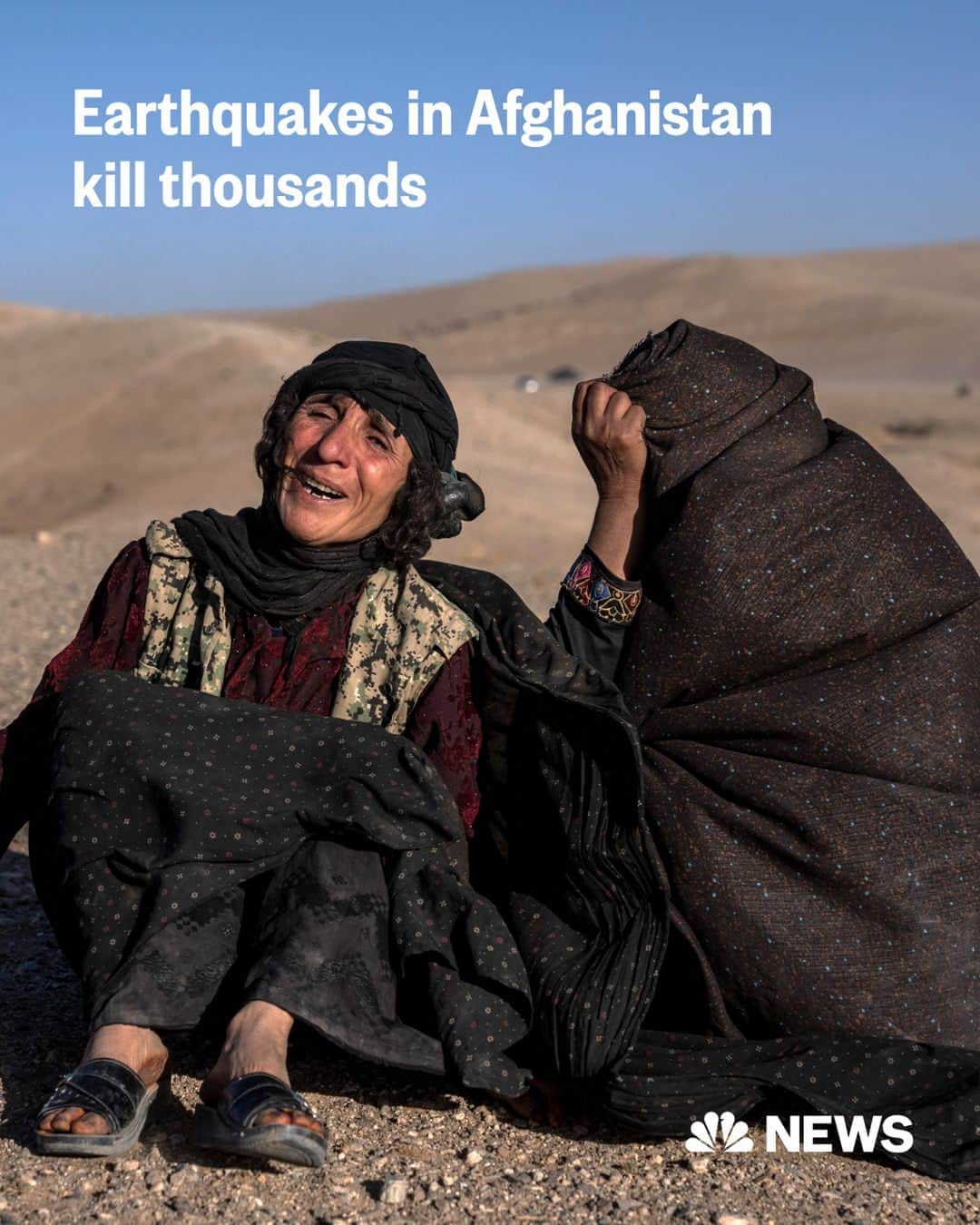 NBC Newsのインスタグラム：「More than 2,400 people were killed in earthquakes in Afghanistan, the Taliban administration said on Sunday, in some of the world’s deadliest tremors this year.  More than 200 dead have been brought to various hospitals, said a Herat health department official who identified himself as Dr. Danish, adding that most of them were women and children.  Read more at the link in bio.  📷️ Omid Haqjoo / AP Ebrahim Noroozi / AP」