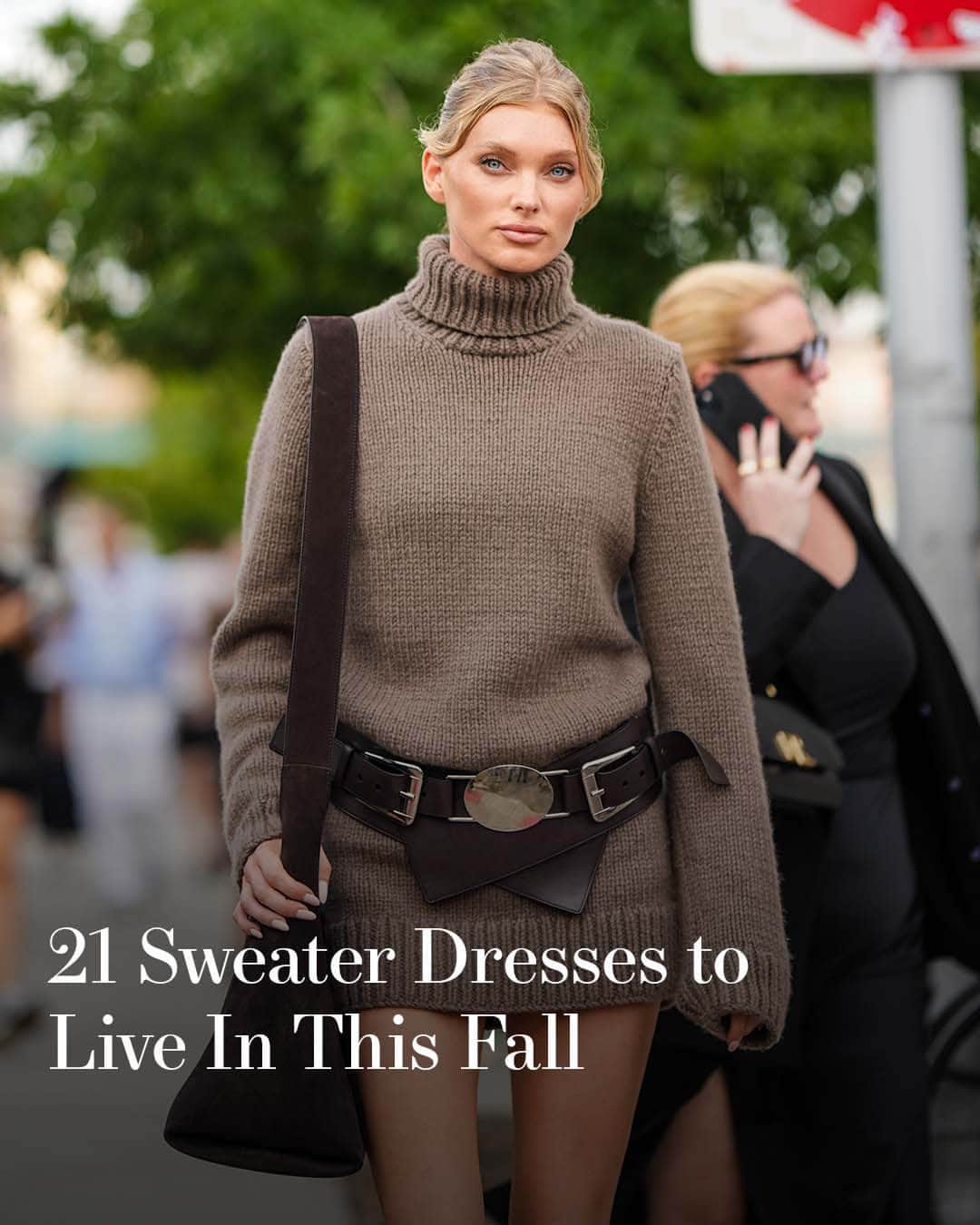 Harper's BAZAARのインスタグラム：「With temperatures quickly dropping, it’s time to look towards comfy, cozy pieces like sweater dresses. A favorite of celebs like @selenagomez, @ashleygraham, and @hoskelsa, the staple quickly turns seasonal outfits into power dressing moments. Find 21 options, from cashmere turtleneck maxis to off-the-shoulder minis, at the link in bio.」