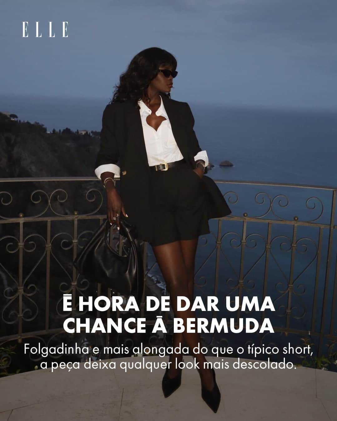 ELLE Brasilのインスタグラム：「Em contraponto ao comprimento curtíssimo, as bermudas surgem como opção menos reveladora – mas nunca menos fashionista.  A peça em questão recebe o nome do seu território de origem: foi usada pela primeira vez como uma adaptação ao clima quente das Ilha Bermudas, no Atlântico Norte, ainda no século passado.  Inicialmente aderida por homens, a bermuda foi incluída ao guarda-roupa feminino quando as bainhas mudaram nos anos 1950. Décadas depois, a silhueta prática, confortável e, claro, elegante se mantém como um clássico de estilo.   Em elle.com.br, a repórter @chames lista as melhores dicas para aguçar a criatividade e tirar o item do armário. Você usaria?」