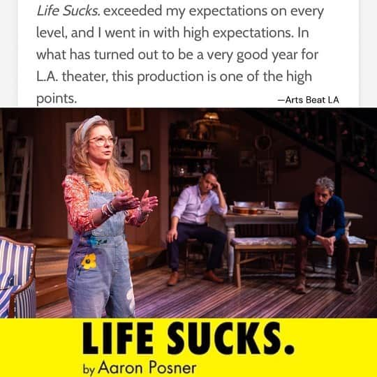 ジョン・ロス・ボウイのインスタグラム：「We have three weekends of shows left for LIFE SUCKS, a loose adaptation of Uncle Vanya by Aaron Posner. Audiences love it, critics are really digging it, and I think you will as well. Turn off the news for a couple of hours and join us. Ticket link in my bio.」