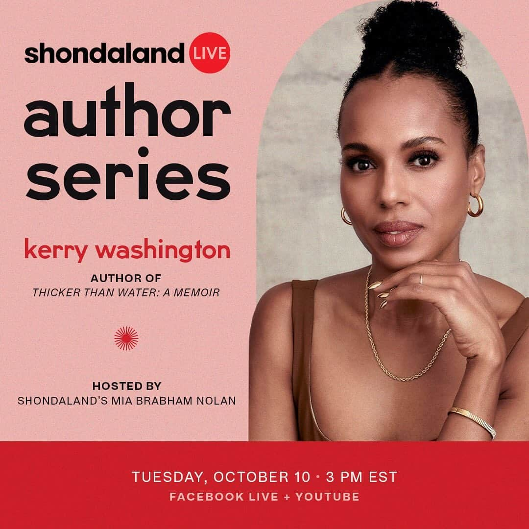 ションダ・ライムズさんのインスタグラム写真 - (ションダ・ライムズInstagram)「Book lovers! THE Kerry Washington will be LIVE on @shondaland’s Facebook and YouTube to talk about her new memoir #THICKERTHANWATER 🌊 for this month's Author Series. Join the conversation tomorrow, October 10th at 12PM PST / 3PM EST. I’ll be tuning in, will you? SWIPE for details or tap the link in my story!」10月10日 6時36分 - shondarhimes