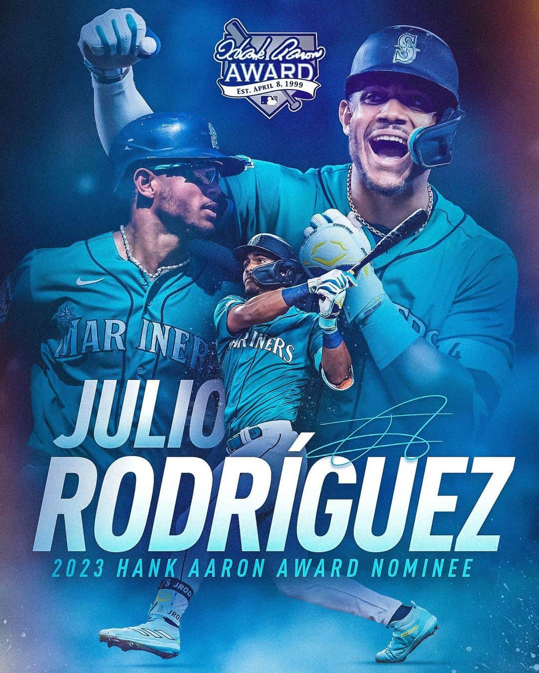 シアトル・マリナーズのインスタグラム：「@jrodshow44 has been named a finalist for the 2023 Hank Aaron Award! 🇩🇴🦁   Voting is open through this Friday ➡️ MLB.com/Aaron」