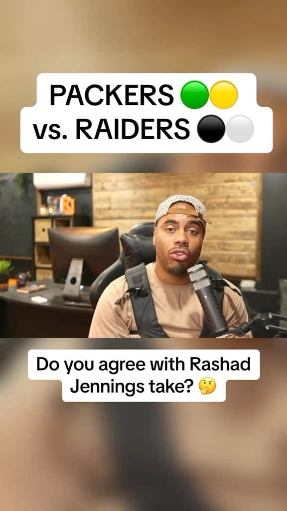 ラッシャッド・ジェニングスのインスタグラム：「The Packers have won their last 8 games against the Raiders, can Vegas end the streak tonight? 🤔👇 (via @realmybookie)」