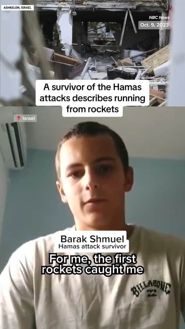 NBC Newsのインスタグラム：「An Israeli man recalls seeing rockets from the Hamas attacks while outside of his house in Israel.」
