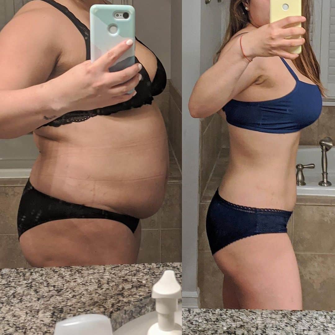 のインスタグラム：「Drop some ❤️👇🏻 for my client Kenya after 16 weeks and 30+lbs down with me! 😳 CLIENT SPOTS HAVE OFFICIALLY RE-OPENED AFTER BEING BOOKED FOR 4 MONTHS! 💪🏻 . Kenya had gained 50lbs after moving to the US from Mexico, spent her life trying fad diets and always gained the weight back so she wanted to finally be healthy and fit but for the long term this time! She dislikes a lot of foods and thought it would be tough to create a program for her - especially with a new baby and limited time for herself! Luckily for Kenya the fact that I customize each and every program to account for food preferences, likes and dislikes and ALSO where you’ll be able to work out from and what equipment you have access to made this a breeze! . My goal with each and every client is for them to ENJOY the process towards bettering themselves. If you don’t like broccoli I’m not going to include it in your meal plan! If you don’t have access to a gym or equipment - no problem, I can create a program that can be done from home with just your body weight or what you have available! . Being fit, healthy AND HAPPY is possible without it feeling like a chore! You just need to find what works for YOU! . DM your e📬 for info on my custom programs 💪🏻 You can now pay in 4 installments instead of all upfront as well! 💙」