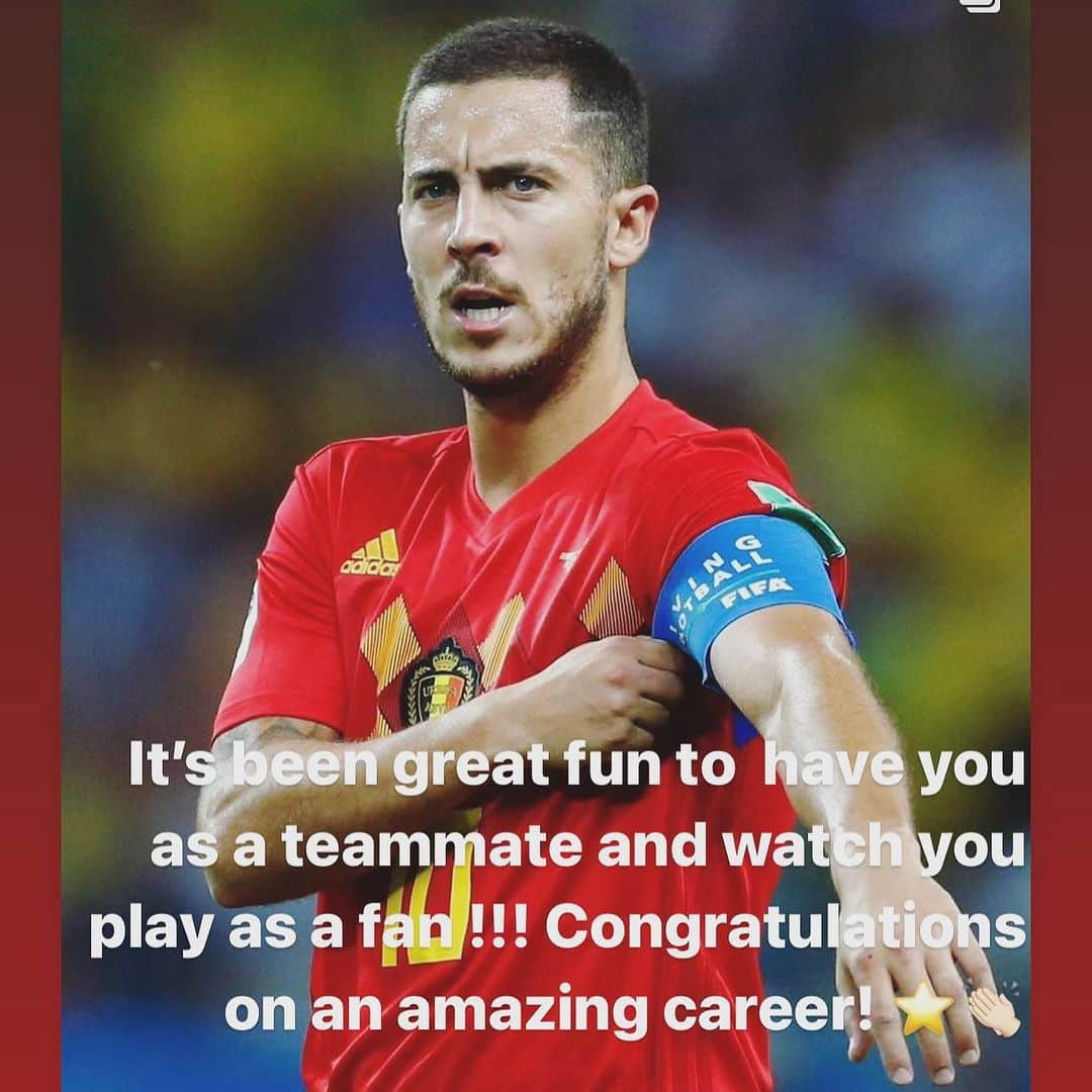 ペトル・チェフのインスタグラム：「What an amazing player , teammate , person and entertainer on and off the pitch 😬…   Congratulations on your career and all the best for your retirement ! @hazardeden_10 ⭐️👏🏻」