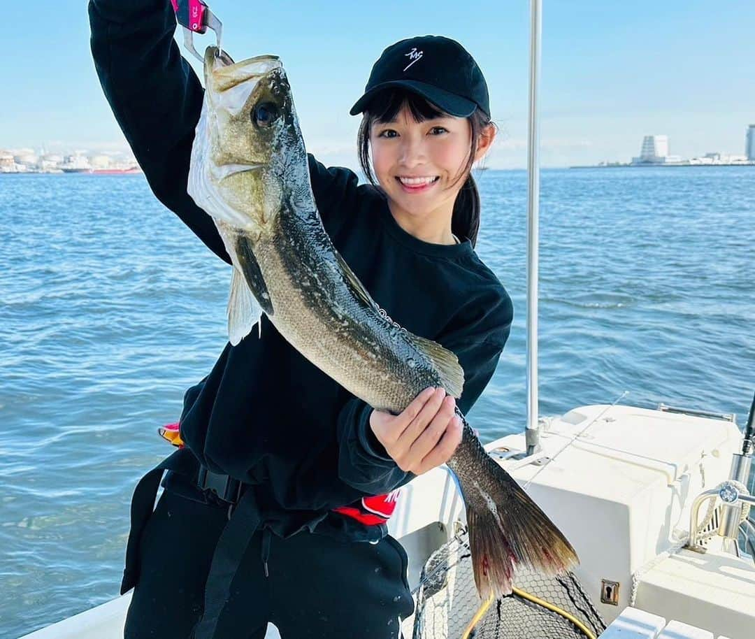 百川晴香さんのインスタグラム写真 - (百川晴香Instagram)「YOKOHAMA Diner.FCさんで 65センチのシーバス釣ってきました！！！！  アジも釣れたよん🎣💕  本命はイナダだったんだけど、どうしても釣れなかった😂  けど、シーバスとアジは毎回頑張ってるのでコツを掴めてきたのか釣れました！！！！！  初めてのヒラススギも釣れてみんなびっくりしてた💕 高級魚なんだって💕  親友の彩奈と両親と8時間も釣りしちゃったよね！ 楽しい時間を過ごせました！  船長さんがイナダ釣ってくれてお土産にくれたので捌きました👏💕  めっちゃ美味しい🥹✨  釣りいくと解放されるぅ😚   #釣り #釣りガール #シーバス #イナダ #アジ #サワラ #YOKOHAMADinerFC #横浜 #東神奈川 #YOKOHAMA #チャーター船 #japanesegirl #fish」10月10日 20時26分 - momokawaharuka