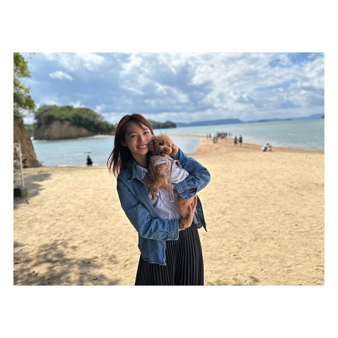 阿部芳美さんのインスタグラム写真 - (阿部芳美Instagram)「#小豆島 🏝️🐕☕️ ずっと行ってみたかった場所👀！  海も日差しも時間も ゆっくり穏やかで気持ちが良かった〜☺️  むぎも一緒に家族旅行できて幸せ🫶  #エンジェルロード #全力ダッシュ #🐕 #魔女の宅急便 #全力で跳びます #🙋‍♀️ #映画村 #全力で竹馬 #🙋‍♂️ #コーヒーとジェラート #愛犬とお出かけ  #大好きです小豆島」10月10日 20時37分 - yoshimi_abe0410