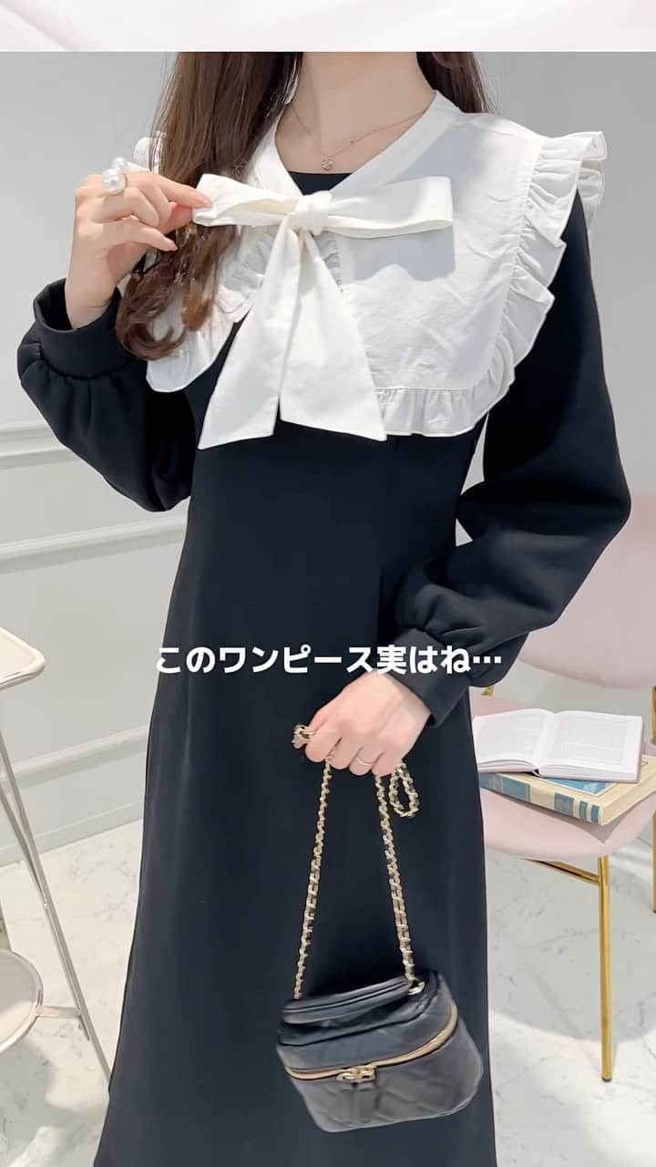apres jour(アプレジュール) のインスタグラム：「【new arrival🎀】10/12(thu) 21:00〜 ⁡ 即完ワンピがリバイバル🎵 フレンチガーリーなスウェットワンピ♡ リボン付きのフリル襟は前後2wayで着用でき、 取り外して使うことも可能◎ スウェットワンピースのみでカジュアルな スタイリングも楽しめます✨ ⁡ ウエスト部分にはタックが入っているため メリハリのあるシルエットに！ ⁡ #フリル襟＋スウェットワンピース 商品番号🔎 サイズ…F/XL ￥5,595(taxin) ⁡ ⁡ こちらの画像はインスタ用に加工しておりますので、カラーの雰囲気が実際の商品と異なる場合がございます。 商品ページにてカラーのご確認をお願い致します。 ⁡ #ZOZOでしか買えない #アプレジュール #アプレ部」