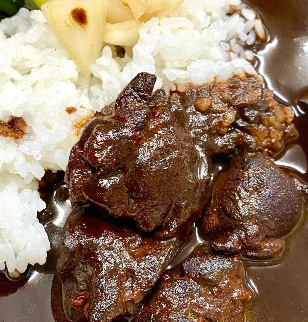江口寿史のインスタグラム：「お昼は、柏のカレー名店ボンベイが下北沢に出店したSANZOU TOKYOで昨日頂いたおみやげのカシミールカレー。どこで食べても辛い！美味い！ご馳走様でしたー。 @sanzoutokyo @isonocurryman」