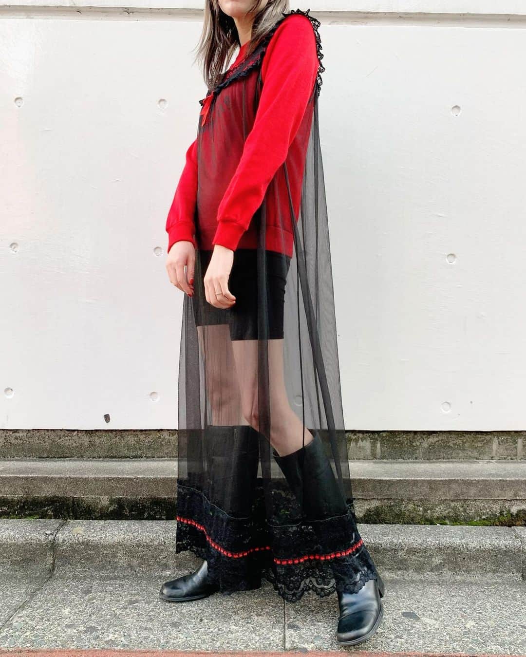birthdeathのインスタグラム：「New Arrivals  80's Black nylon sheer night dress  80's "Oxford University" college sweatshirt  #birthdeath #vintage」