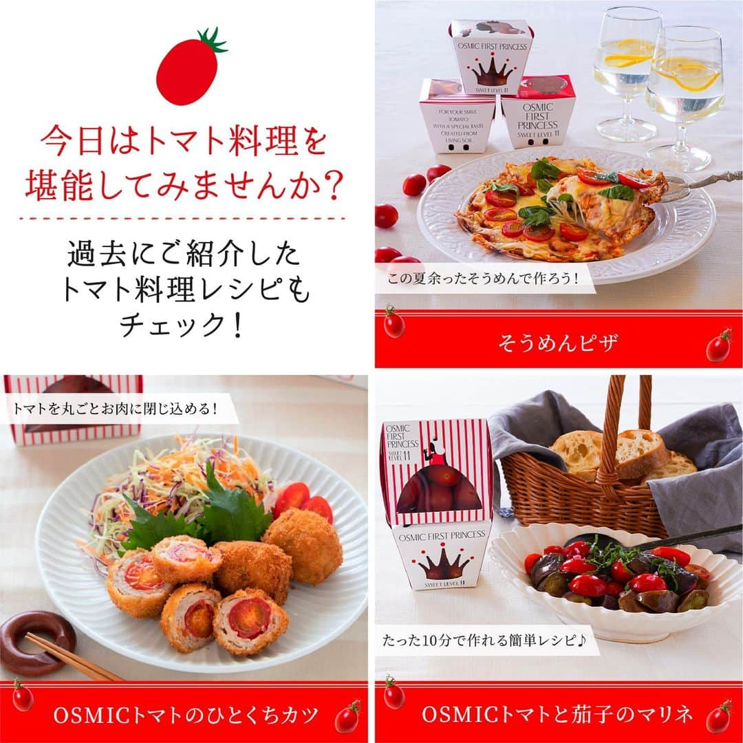 ＯＳＭＩＣ【オスミックトマト公式】さんのインスタグラム写真 - (ＯＳＭＩＣ【オスミックトマト公式】Instagram)「◀◁他の投稿も気になる方はプロフィールをチェック！  ＼今日は何の日？／ 10月10日はトマトの日🍅  皆さん、今日が『トマトの日』ということを知っていましたか😊？ ぜひ、今日はOSMICトマトを使って美味しいトマト料理を味わってくださいね💕  公式アカウントでは、OSMICトマトの美味しさを存分に堪能できるレシピを多数ご紹介しております♪ サラダやパスタなど、トマトはいつも決まった食べ方になってしまう…という方は 過去の投稿から気になるレシピを見つけてみてくださいね😋  「実際に作ったよ♪」という方は、コメントお待ちしております✨  －－－－－－－－－－ OSMICトマト( @osmic_jp )の公式アカウント🍅  甘くて美味しい商品情報・特長や、 OSMICトマトで作るからこそ美味しい絶品トマトレシピなど投稿中♪ －－－－－－－－－－  #osmic #オスミック #osmicトマト #オスミックトマト #osmicfirst #オスミックファースト #トマト #フルーツミニトマト #フルーツトマト #フルーツトマト🍅 #ミニトマト #高級トマト #トマト好き #トマト大好き #トマト生活 #トマトレシピ #トマト料理 #トマトの日 #今日のごはん #今日の夕飯 #簡単おかず #簡単レシピ」10月10日 17時00分 - osmic_jp