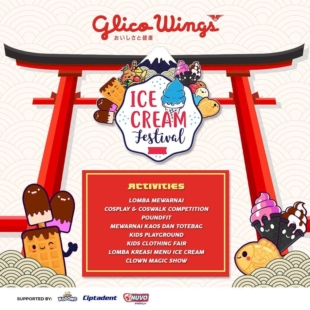 Glico Wingsさんのインスタグラム写真 - (Glico WingsInstagram)「PERTAMA!!! Festival Es Krim Jepang di Indonesia 🎉🎉 Yuk datang ke Glico Wings Ice Cream Festival!  Dan cobain 20 kreasi es krim Jepang Glico Wings dari Chef Brian Wicaksono (2nd winner Master Chef Indonesia Ses. 3), dan berbagai kegiatan seru lainnya✨  Catat tempat dan tanggalnya ya!  🍦 Bundaran Tarian Langit, Kota Harapan Indah, Bekasi 🗓️ 14 - 15 Oktober 2023 ⏰ 10 pagi - selesai Free Entry  See youu」10月10日 19時00分 - glico.wings