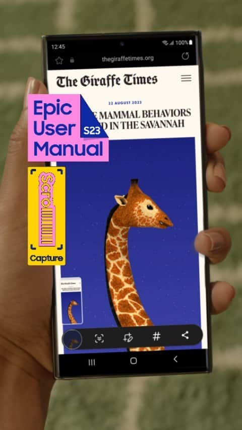 Samsung Mobileのインスタグラム：「How many giraffes can you spot in that Scroll Capture? #GalaxyS23 Ultra #SharetheEpic  Learn more: samsung.com」