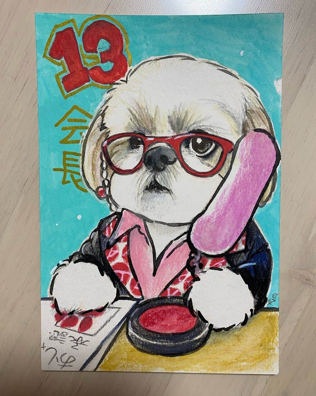 ?????HANA?????のインスタグラム：「🎂😍 スライドするタイプ👆 今年もタンタン （ @tantanteddy ） に素敵な絵を描いてもらったザマス〜❤️ 来年もヨロシクザマス〜😍❤️👍」