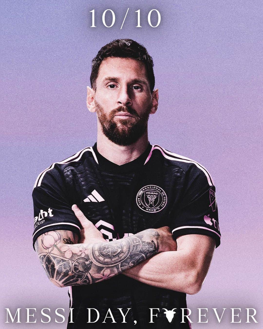 のインスタグラム：「🔟/🔟  a day. a number. the goat.   we introduce from today that 10/10 is officially Messi Day. stay tuned for what's to come. you’re not ready」