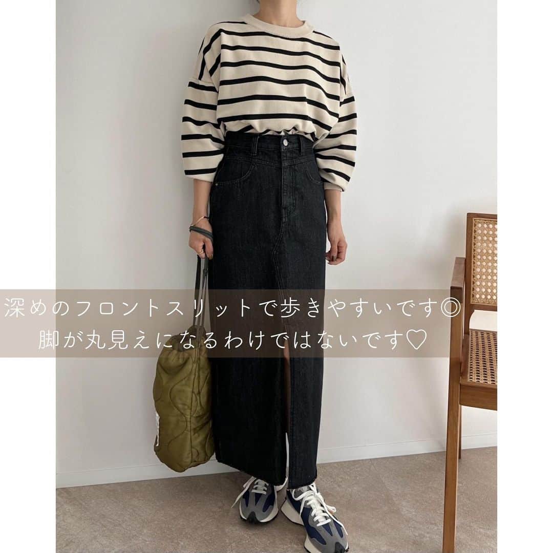 selectshop amieさんのインスタグラム写真 - (selectshop amieInstagram)「フロントスリットデニムスカート / black  ¥7990-  【Sサイズ】 ウエスト　約29cm 着丈　約85cm ヒップ　約43cm  【Mサイズ】 ウエスト　約31cm 着丈　約85cm ヒップ　約44cm  【Lサイズ】 ウエスト　約33cm 着丈　約85cm ヒップ　約45cm  約500枚売れた フロントスリットデニムスカートのブルーと同型のブラックデニムバージョンが入荷しました🤝🏻💓お客様からたくさんの嬉しいお言葉をもらえるデニムスカートです🥹 低身長でお洋服にお悩みの方 ぜひお試しください☺️💓🤝🏻  ---✂︎-----✂︎-----✂︎--- 低身長向けのお洋服 販売しております❤︎ @amie__1201  ぜひフォローお願いします☺︎ ---✂︎-----✂︎-----✂︎---  #低身長コーデ #低身長 #低身長ファッション #低身長女子 #低身長ママ  #プチプラコーデ #150cmコーデ #30代コーデ #おちびコーデ #148cmコーデ #149cmコーデ  #春コーデ #春服 #小柄コーデ #小柄女子 #小柄ファッション #小柄ママ #大人女子コーデ #低身長大人女子 #アラフォーママ #アラフォーコーデ」10月10日 19時43分 - amie__1201