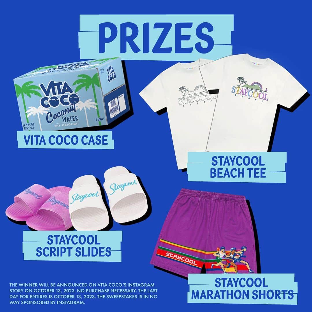 Vita Coco Coconut Waterさんのインスタグラム写真 - (Vita Coco Coconut WaterInstagram)「In the spirit of staying active and hydrated @vitacoco x @staycoolnyc are giving away FREE coconut water and clothing 🫶  To Enter:  1. Follow @vitacoco and @staycoolnyc  2. Like this post 3. Tag your friend (the more the merrier) - Share this post on your story and tag @vitacoco and @staycoolnyc for an EXTRA ENTRY!!  The winner will be announced October 13th, 2023 on @vitacoco stories.  No Purchase Necessary.  Last Day for Entries: October 13th, 2023.  Disclaimer: This sweepstake is in no way sponsored or endorsed by Instagram.」10月11日 5時53分 - vitacoco