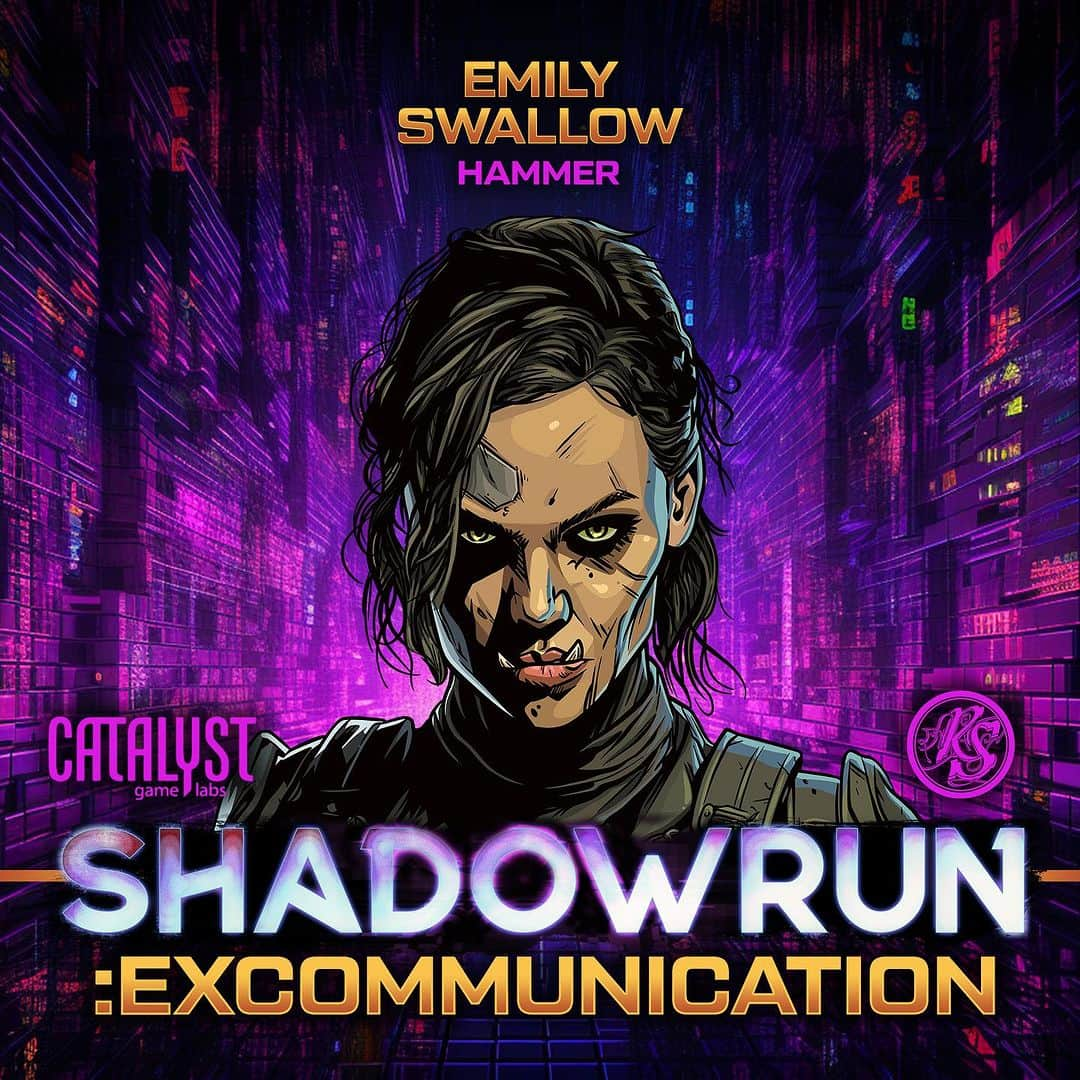 エミリー・スワローのインスタグラム：「🚨 CHARACTER REVEAL! 🚨 The Armorer herself, The Mandalorian’s @bigeswallz makes her TTRPG debut as HAMMER in PART 7 of the #shadowrun series by @realmsmithtv and @catalystgamelabs  Watch Wednesday at 8pm ET (5PT)! (Link in Bio)   #mandalorian #ttrpg #tabletoprpg #actualplay #shadowrunner #shadowrunners」