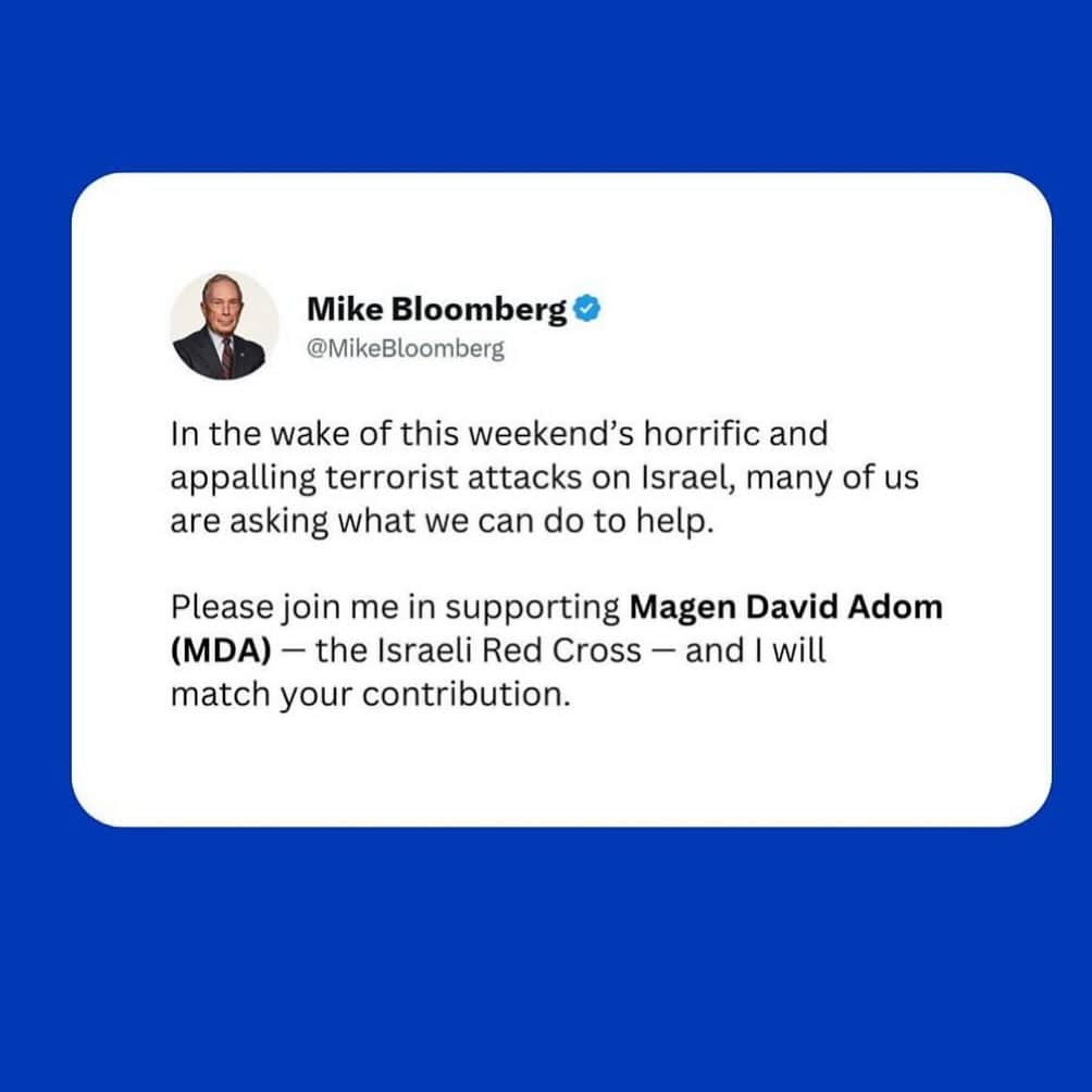 メリッサ・ジョーン・ハートのインスタグラム：「I am heartbroken that another war has begun in our world. While I don't pretend to understand the ongoing conflict or struggles of the region, I do know that the murder of innocent civilians is wrong and I condemn any terrorist organization or government who chooses to use civilians as targets. And if you are like me and looking for a way to help from halfway across the globe, it seems @mikebloomberg has shared a way with @magen_david_adom.  Peace to all! 🕊️」