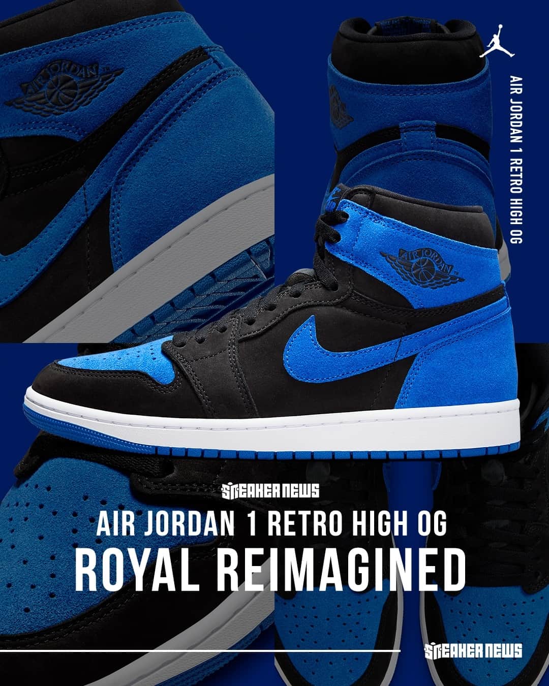 Sneaker Newsさんのインスタグラム写真 - (Sneaker NewsInstagram)「Official images of the Air Jordan 1 Retro High OG "Royal Reimagined" have arrived! This alternate take on an original is set to drop on November 4th. LINK IN BIO for a closer look.」10月11日 6時02分 - sneakernews