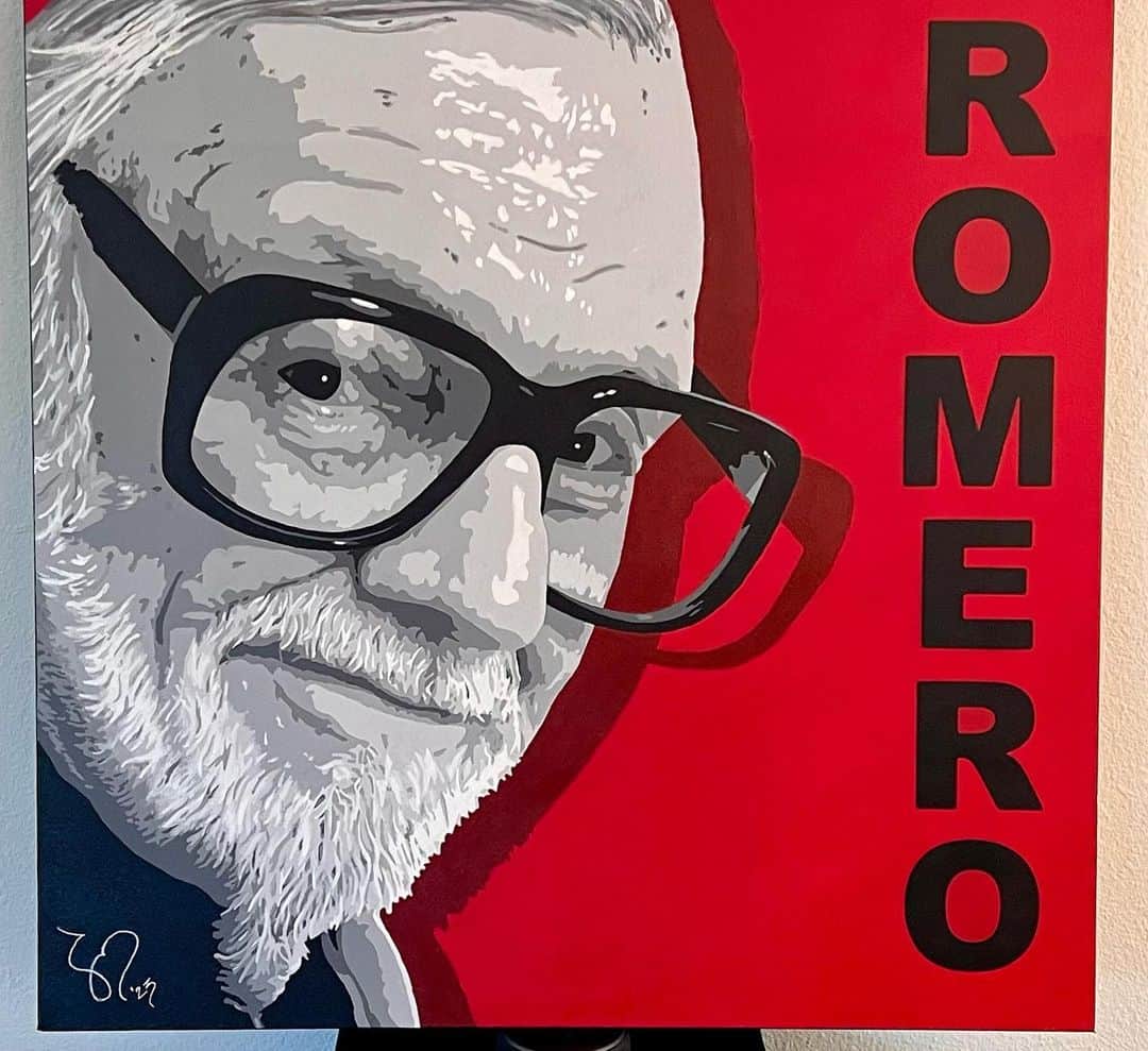 エディ・マクリントックのインスタグラム：「+ FOR SALE +  “ROMERO”  30” x 30” acrylic on canvas.  Contact me at: sadedgein@gmail.com  #warehouse13」
