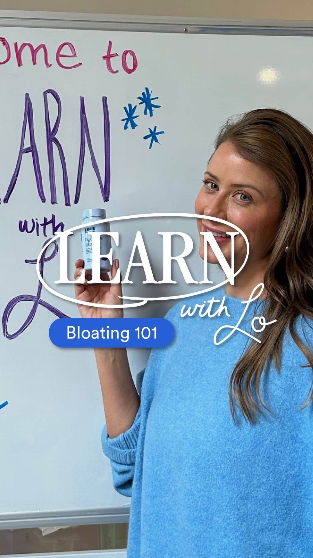 ロー・ボスワースのインスタグラム：「Listen up students, we’re back with our next Learn with @lobosworth Lesson 🏫 ! Today it’s all about Bloating 101 and how it affects you during your period. Get ready to learn:  ✨What PMS is and its symptoms ☁️Why you bloat during your period 💙Which Love Wellness product helps with bloat relief  Plus, a heads up to prepare for our next lesson…it might get personal!」