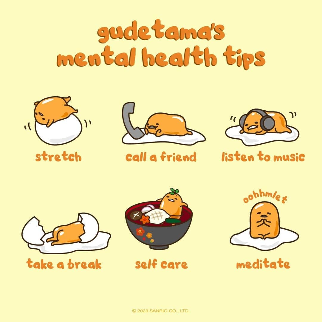 ぐでたまさんのインスタグラム写真 - (ぐでたまInstagram)「what are your mental health tips? 💛 #worldmentalhealthday」10月11日 1時01分 - gudetama