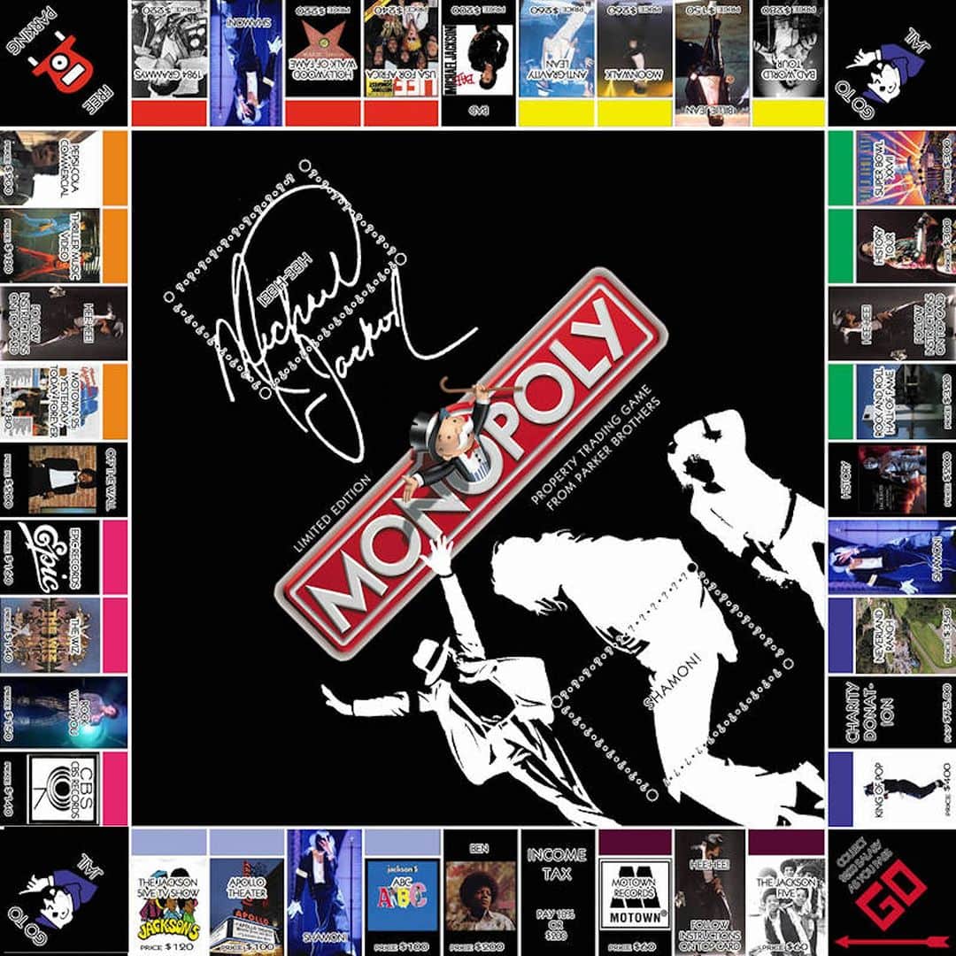 マイケル・ジャクソンのインスタグラム：「DeviantArt user LordDavid04 created his vision for an unofficial Michael Jackson edition Monopoly game perhaps inspired, in part by, how Michael described his early career a little like the game: “I had always been a Monopoly fan at home ... the “chitlin’ circuit” of theaters where we played and won contests was kind of like a Monopoly board full of possibilities and pitfalls. After all the stops along the way, we finally landed at the Apollo Theater in Harlem, which was definitely Park Place for young performers like us. Now we were on our way up Boardwalk, heading for Motown. Would we win the game or slide past Go with a long board separating us from our goal for another round?”」