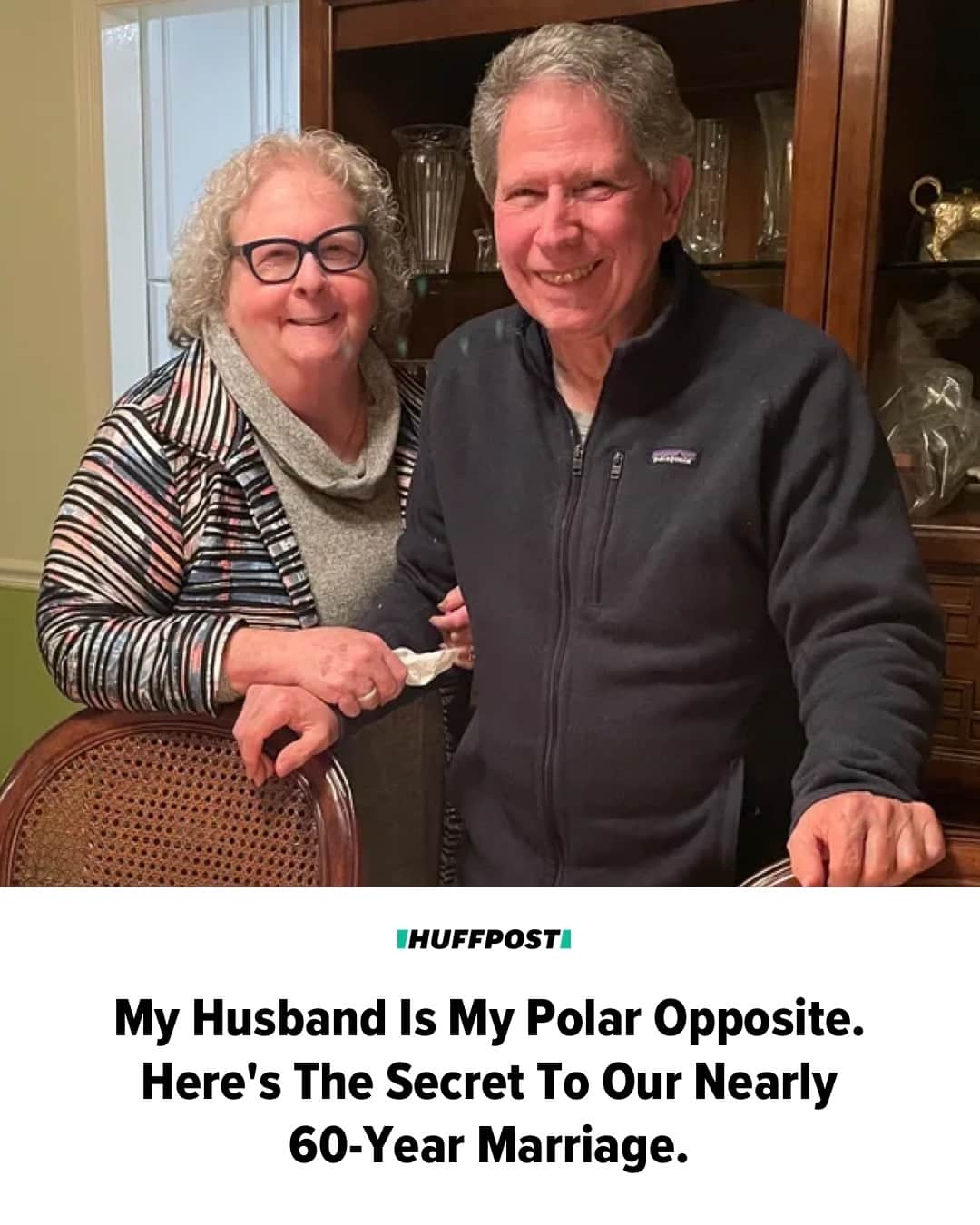 Huffington Postのインスタグラム：「“My husband Neil and I are polar opposites. Each day unfolds before my eyes, ripe with possibility. Neil, who has already been to the grocery store, dropped off laundry, worked out at the gym, and taken the dog to the vet, is ready to tackle whatever is on my list," writes HuffPost guest writer Marjorie Weidenfeld Buckholtz.⁠ ⁠ “I am barely awake. What list? I groggily wonder.”⁠ ⁠ “Neil ― what a guy. In addition to his many duties, he is the manager of all things me.” ⁠ ⁠ “He appears at the threshold of the porch juggling my coffee and a Danish in one hand, my handwritten list in the other. It is the ‘to-do’ inventory I had outlined the night before. Damn.”⁠ ⁠ “‘Will I ever learn?’ I ask myself.”⁠ ⁠ “‘Why is HE like this?’” I wonder. We’re from the ‘Free to Be You and Me’ generation, and we equally shared all the duties involved in running our chaotic family of four rambunctious kids under the age of 10. He changed diapers, made lunches, bought groceries, did the laundry, and more. I was the designated talker when it came to home repairs, juggled hapless babysitter schedules and medical appointments, shopped for large appliances, and bought and repaired the cars.”⁠ ⁠ “What miraculous alignment of the planets could bring two opposites together... and make them stick together for six decades?” ⁠ ⁠ “Recently, at an anniversary party in a room full of friends and family, Neil toasted our longevity in his favorite language — science jargon. Clearly understood by other neuroscientists, it leaves some of us civilians scratching our heads. Rarely does Neil volunteer to speak publicly in his private life, although professionally, as head of Alzheimer’s research for the National Institutes of Health, he gave talks all over the world. At home, he is quite reserved, so I didn’t anticipate what was coming.”⁠ ⁠ Read Neil’s beautiful answer at our link in bio. // 📷 Courtesy of Alison Buckholtz」