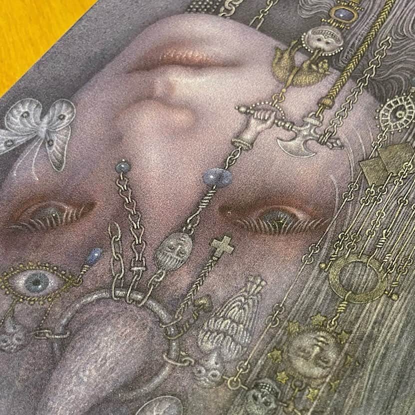 後藤温子のインスタグラム：「It's done👁️🦋💀 ♦︎ ♦︎ #watercolor on cotton cloth」