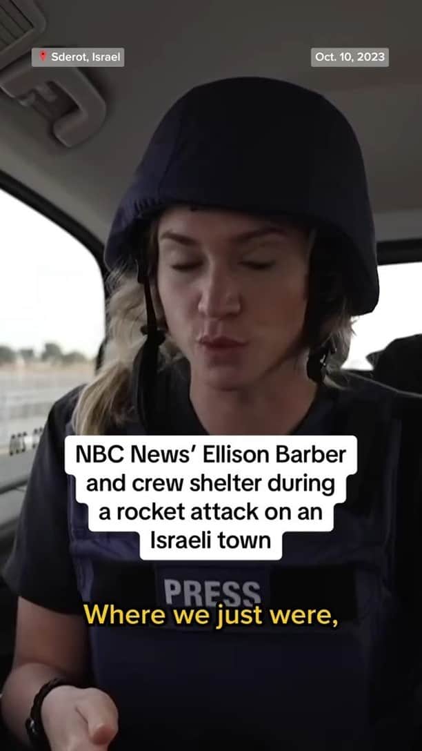 NBC Newsのインスタグラム：「NBC News reporter @ellison.barber describes sheltering during rocket fire while she and her crew are reporting from Sderot, Israel.」