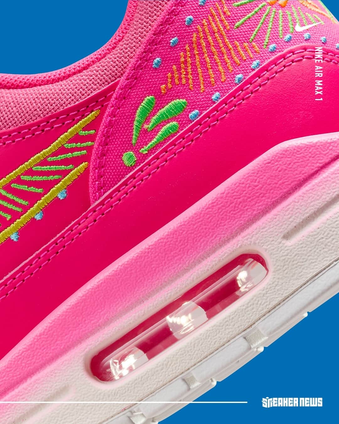 Sneaker Newsさんのインスタグラム写真 - (Sneaker NewsInstagram)「Nike's upcoming Día de Muertos collection expands with this Air Max 1 doused in pink and a bevy of intricate detailing that links back to Aztec traditions. Tap the link in our bio to get a closer look!」10月11日 2時01分 - sneakernews