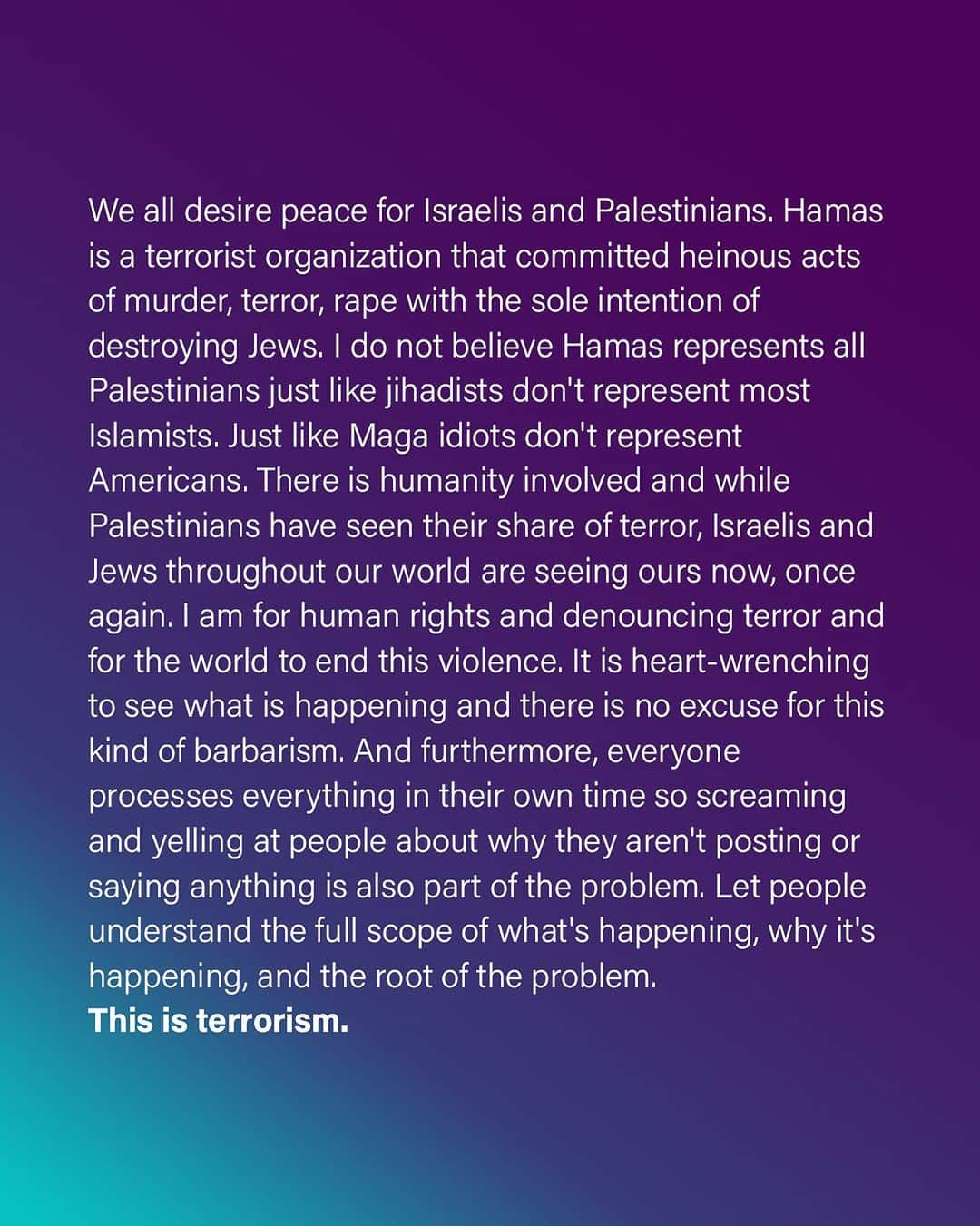 チェルシー・ハンドラーのインスタグラム：「@globalempowermentmission is giving aid to everyone on the ground. Israelis, Palestinians, and every other person on the ground who they can access.」