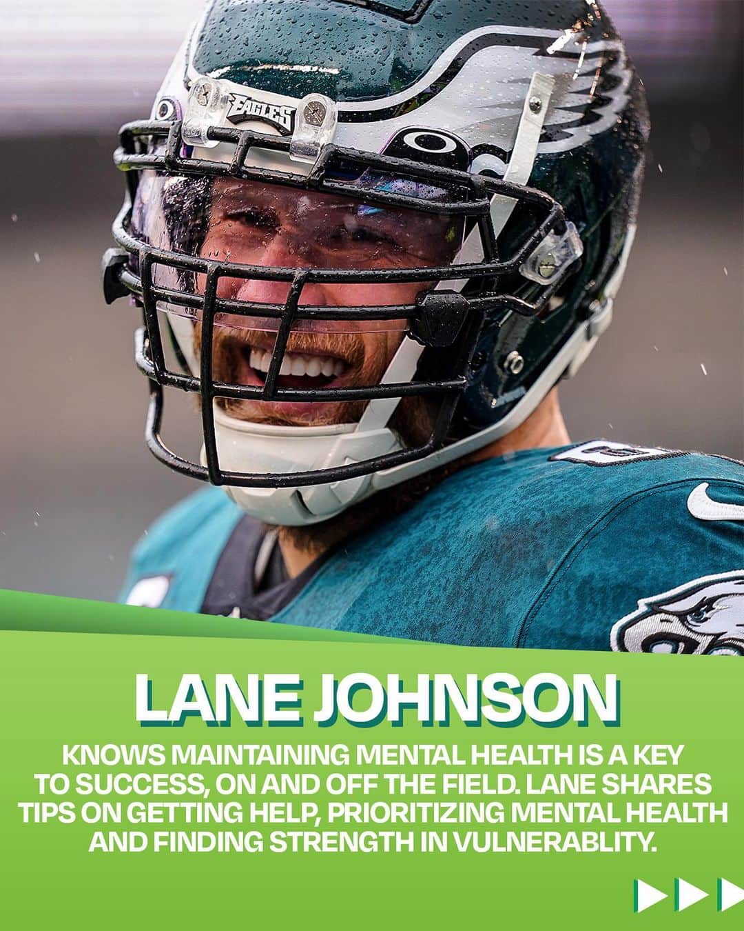 NFLさんのインスタグラム写真 - (NFLInstagram)「On #WorldMentalHealthDay, some very wise words and insight from Eagles OT, Lane Johnson. 💚」10月11日 3時43分 - nfl