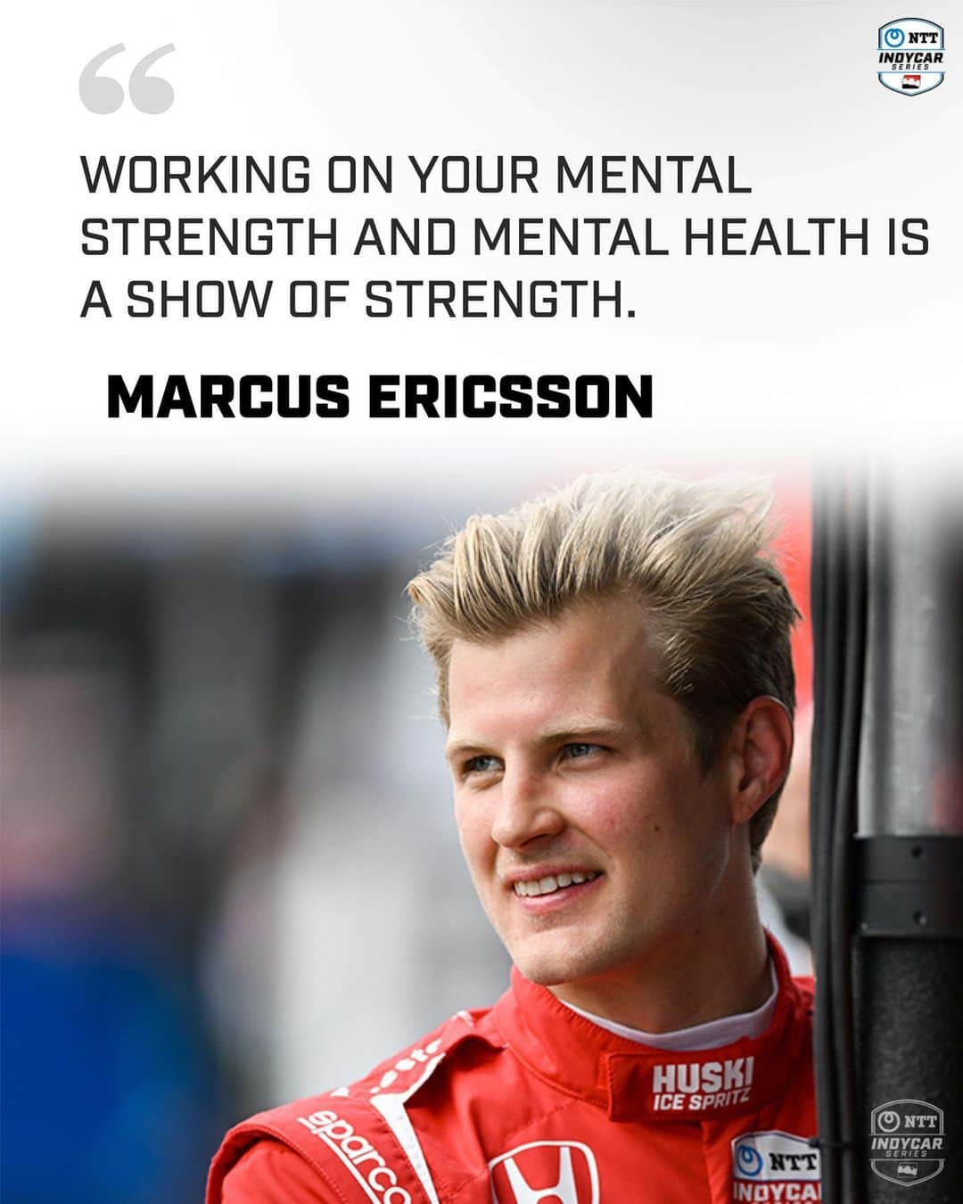 マーカス・エリクソンのインスタグラム：「@ericsson_marcus sheds light on mental health awareness and how one of his coaches, Stig Wiklund, has helped him create a positive mindset on his life and career.   🔗 Link to the full story in bio.   #INDYCAR // #WorldMentalHealthDay」