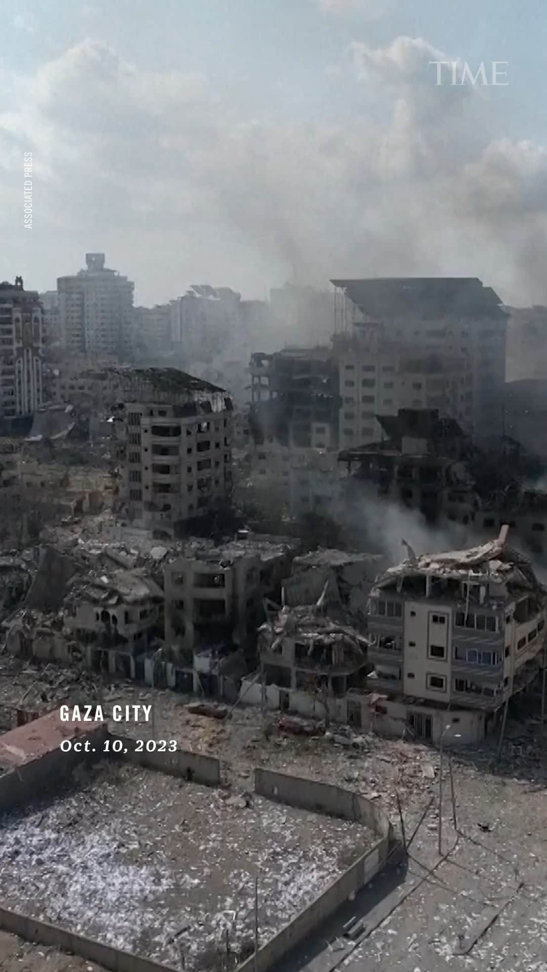 TIME Magazineのインスタグラム：「Drone footage shows destruction in Gaza following Israeli strikes」