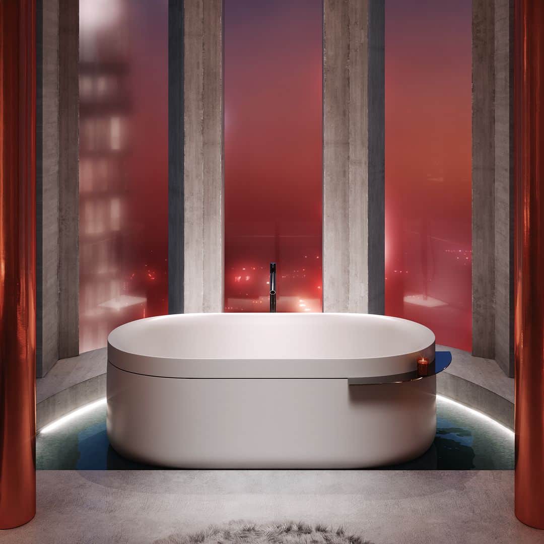 Wallpaperさんのインスタグラム写真 - (WallpaperInstagram)「Discover @axordesign new luxurious bathroom concept ‘Utopian Dream’ in collaboration with design studio Masquespacio. The perfect color match of AXOR products creates a striking unity from the washbasins and bathtub to the shower and the accessories.  #AXORdesign #MakeItYours #Masquespacio」10月11日 7時22分 - wallpapermag