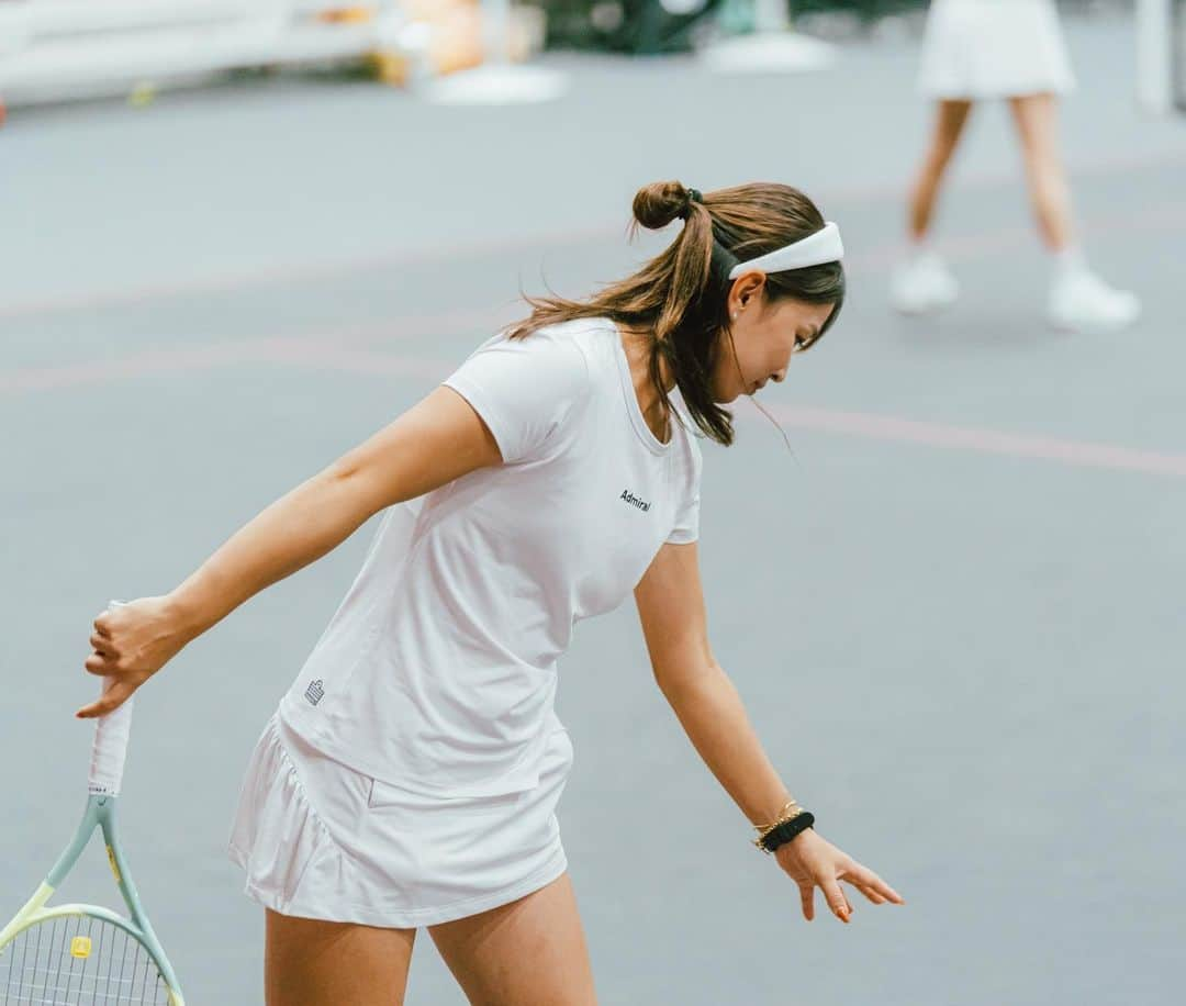 宇野真彩のインスタグラム：「ALL White🤍 みんな白で凄いカッコよかった🎾 今日も一日頑張ります❣️」