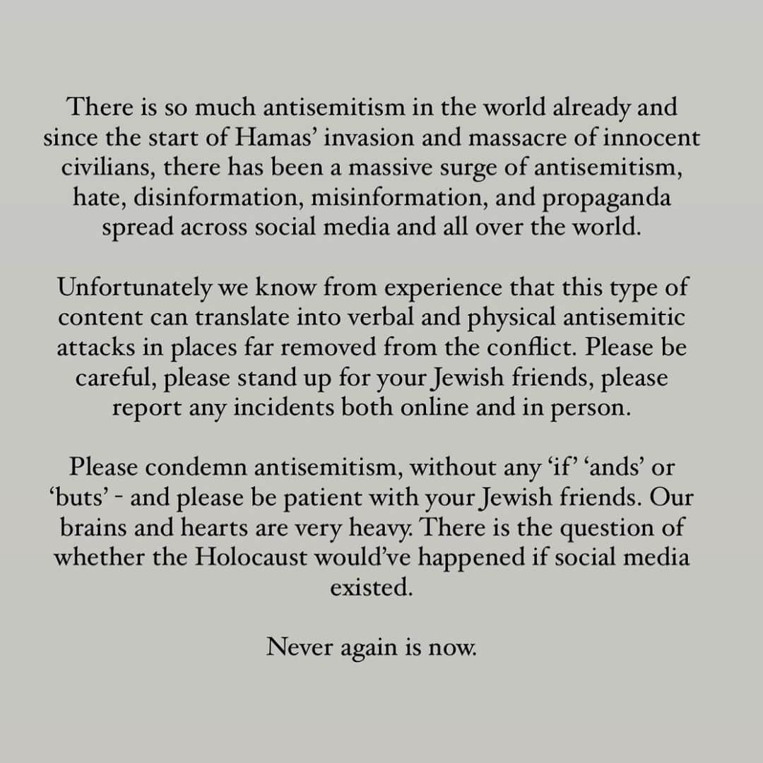 We Wore Whatのインスタグラム：「A reminder of the increased antisemitism your Jewish friends will experience all over the world as a result of this nightmare.」