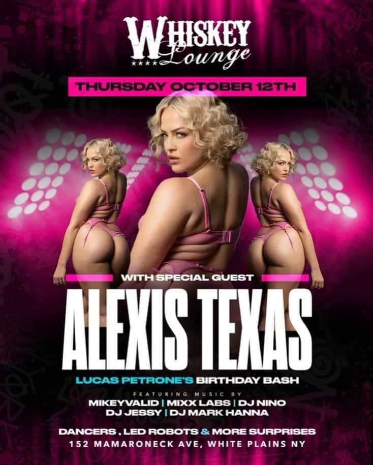 アレクシス・テキサスのインスタグラム：「NYC 🗽😘 I’ll be @whiskeyloungewp this Thursday October 12th for @lucas63225 birthday celebration 🥳🍑 #TeamTexass #AlexisTexas #NYC」